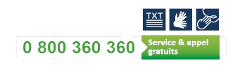 Numéro vert: 0 800 360 360, service et appel gratuits