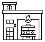 Illustration d'une caserne de pompier