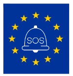 Drapeau européen avec une cloche écrit SOS